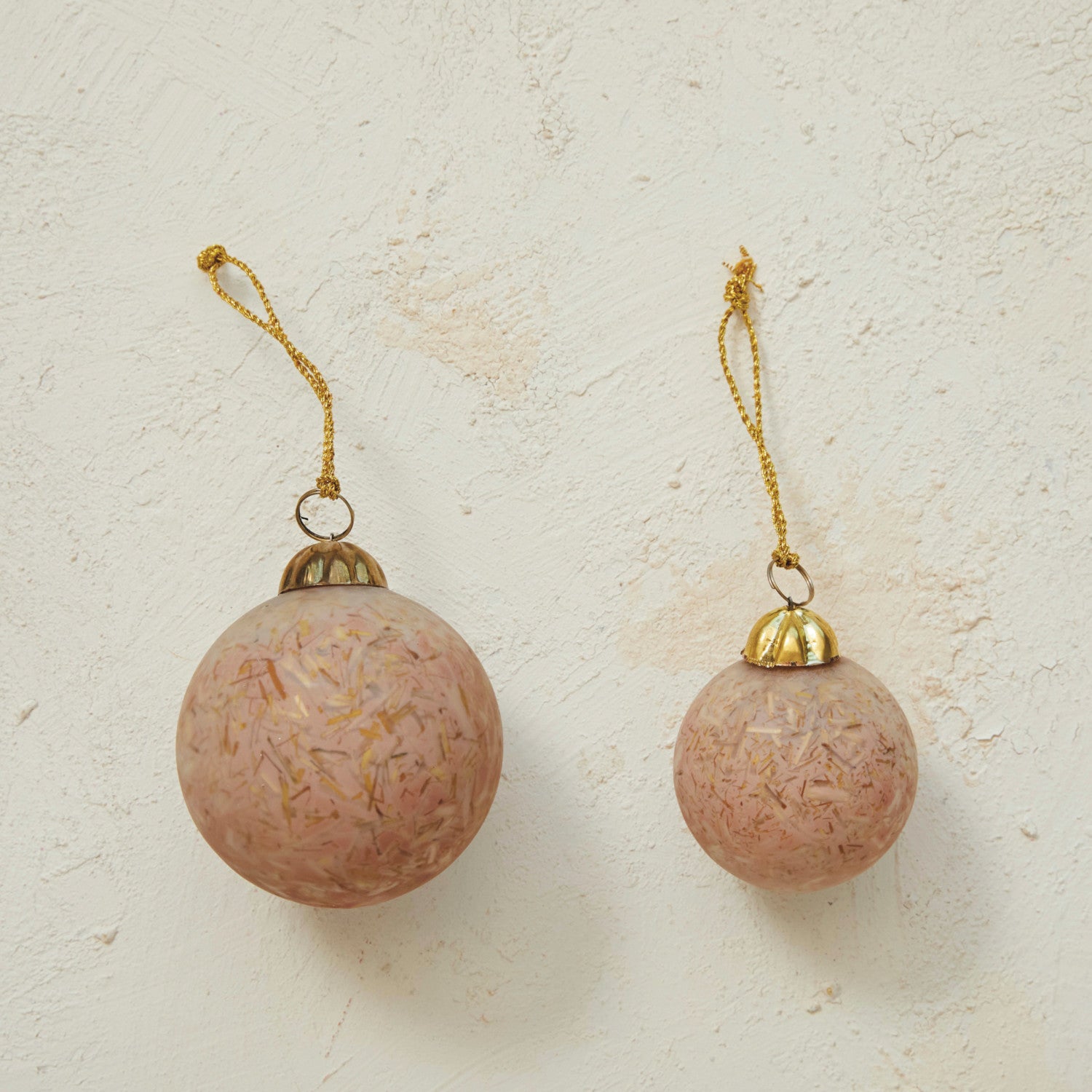 Natural Hay Matte Pink Glass Ball Ornament